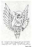 1girls armor face_paint fire gadget head_(artist) sketch torch wings // 413x600 // 125.1KB