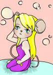 1girls ahraan bubbles candy gadget green_eyes overall sit // 2000x2800 // 1.9MB