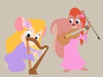 2girls dress flower gadget harp kneeling playing tammy twinlightownz violin // 1500x1125 // 330.3KB