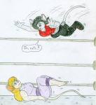 2girls fight gadget glitch gym_uniform jose_ramiro wrestling // 878x955 // 121.1KB