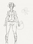 1girls alternative_hairstyle boots gadget jacket shirt shoes skarred4life sketch // 1024x1365 // 135.1KB