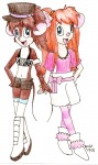 2girls alternative_hairstyle an_american_tail arm-in-arm bracelet cap crossover gadget hairband ponytail shirt shoes shorts tanya_mousekewitz thighhighs timerrabbit top // 478x800 // 120.9KB