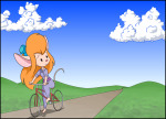 1girls bicycle clouds gadget grass road scope // 800x577 // 257.0KB