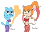 2girls alternative_hairstyle belly_dance bracelet carball_tunnel crossover dance dancer_dress gadget green_eyes hairband nicole_watterson ponytail see-through the_amazing_world_of_gumball // 640x480 // 177.6KB
