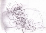 anthrodile bed embrace in_love lying original pillow sewernose_de_bergerac sketch // 900x652 // 462.7KB