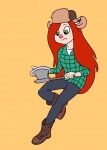 1girls axe boots cosplay crossover freckles gadget gravity_falls green_eyes leaujacques pants red_hair shirt wendy_corduroy // 914x1280 // 151.8KB