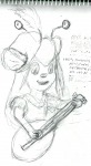 antenna beret dress feather gadget hat lute owlor playing sketch // 1081x1960 // 1.0MB