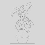 1girls cosplay crossover gadget inspector_gadget inspector_gadget_(series) lineart screwdriver suction_cup tails_zet wrench // 2700x2700 // 588.6KB
