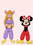 2girls belly_dance crossover dance dancer_dress gadget minnie_mouse momoakaally shoes // 600x800 // 77.5KB
