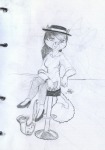 1girls alex_fox alternative_hairstyle hat pants sax shirt shoes sit sketch stool tammy // 700x1000 // 580.4KB