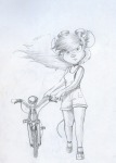 1girls alex_fox bike gadget pendant shirt shoes shorts sketch wind // 500x700 // 88.9KB