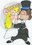 chip closed_eye costume dress embrace gadget hat kacy_shelley kiss on_hands ring veil wedding wedding_dress // 359x503 // 36.5KB
