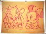 2girls asami_hongo dress gadget minnie_mouse ribbon sketch // 500x375 // 168.3KB