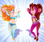 2girls alternative_hairstyle an_american_tail belly_dance bracelet cosmetics crossover dance dancer_dress daveyboysmith earring gadget hairband ponytail see-through tanya_mousekewitz // 1024x980 // 195.7KB