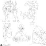 an_american_tail boots bugs_bunny clock closed_eye crossdressing crossover crown dress earring gadget guitar levitation lineart lola_bunny microphone playing scene scythe sergionekitosso sing tanya_mousekewitz wand // 3000x3000 // 1.8MB