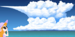 1girls clouds gadget hat scope sea shirt sky sunglasses // 1400x700 // 690.8KB