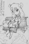 1girls apron bag bench book gadget kneehighs leaf read rem school_uniform shirt shoes sit sketch skirt socks // 658x980 // 309.4KB