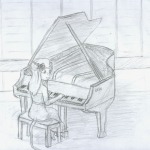 back dress gadget piano playing ribbon scene sit sketch stool виски // 2220x2220 // 8.6MB