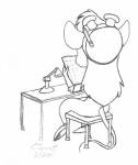 1girls back carlton_jemmett drawing gadget lamp paper pencil sit sketch stool table // 402x475 // 43.9KB