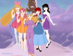 5girls alternative_hairstyle anais_watterson castle crossover dress dudley_do-right earring flowers gadget galaxyprincess3 helga_g._pataki hey_arnold human_like mountains natasha_fatale nell_fenwick rose shoes snow snowflake the_amazing_world_of_gumball the_rocky_and_bullwinkle_show thighhighs wind winter // 860x660 // 398.3KB