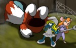 angry animated_shark cat claws crossover gadget paw smurfette smurfs spiderweb wrench // 3000x1927 // 1.6MB