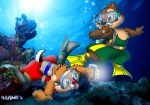 aqualung bubbles chip dale flashlight flippers mask munkart sea swimming underwater // 800x561 // 215.9KB