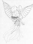 1girls angel_wings closed_eye dress flowers flying gadget oleg sketch wings // 598x800 // 41.5KB